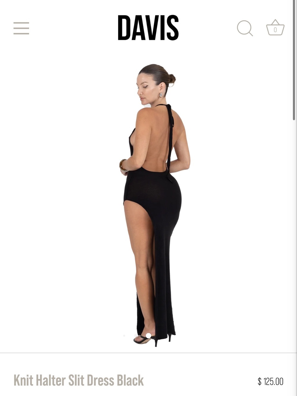 Davis Active - Knit halter slit dress - Black